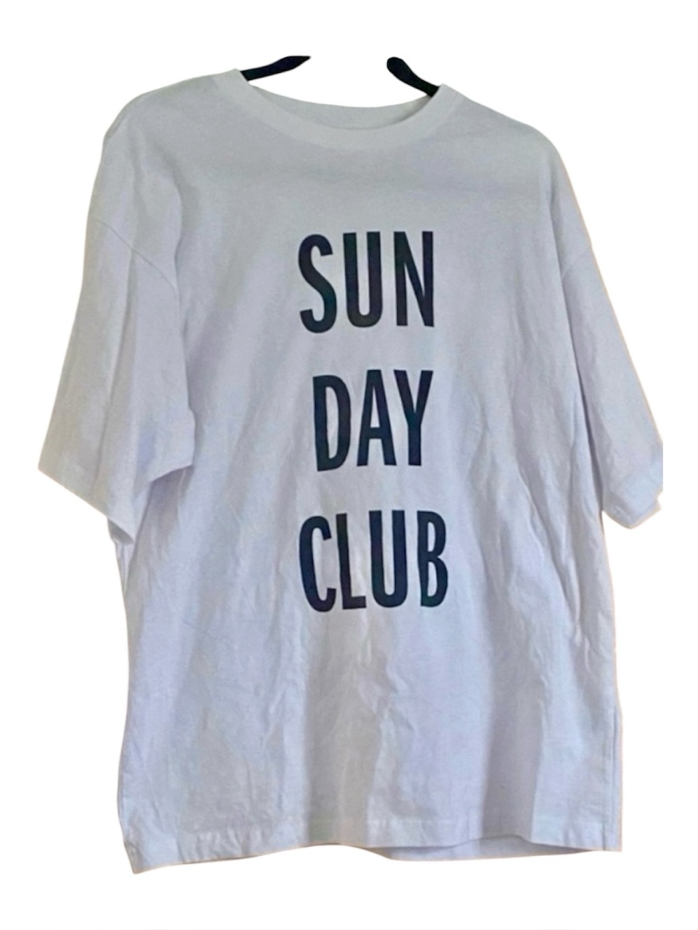 H&M Sunday Club Oversized Graphic T Shirt White Cotton Small